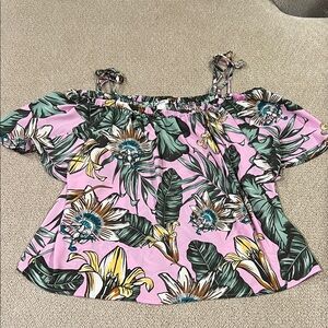 Floral Off-Shoulder Top - Pink and Green